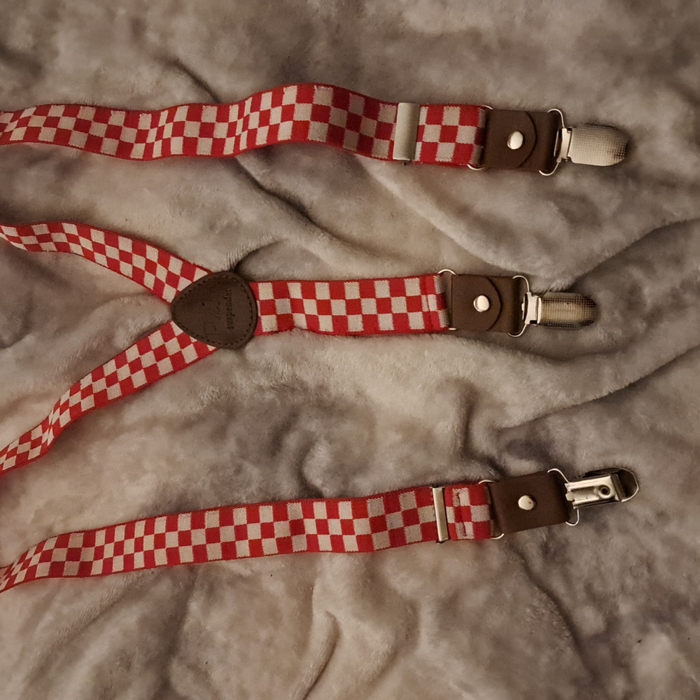 Suspender and Necktie,None,one size it's all,red and white.
